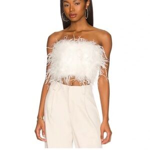Lamarque Cream Feathered Strapless Bustier